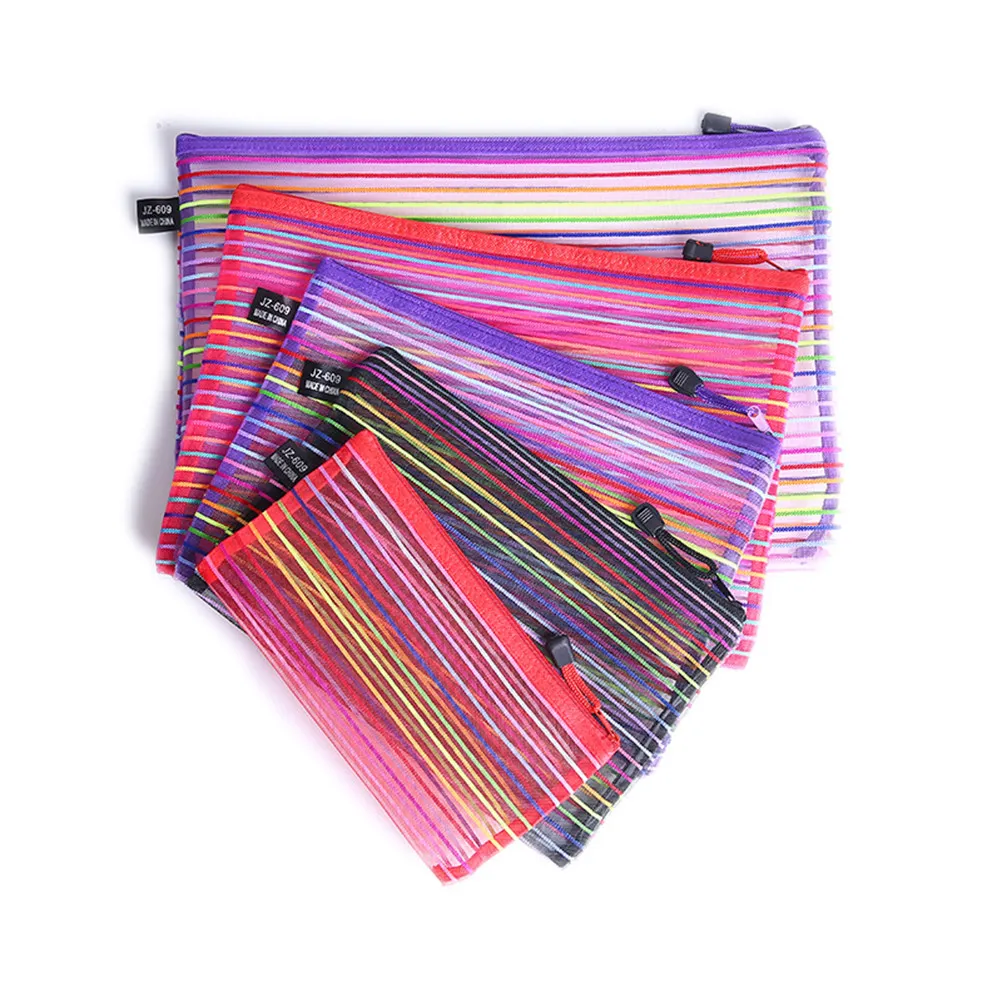 

3Pcs Colorful Nylon Mesh File Bags A4 A5 B6 Size Zipper Document Organizer Portable Clear Pouch for Papers Phones Cosmetics