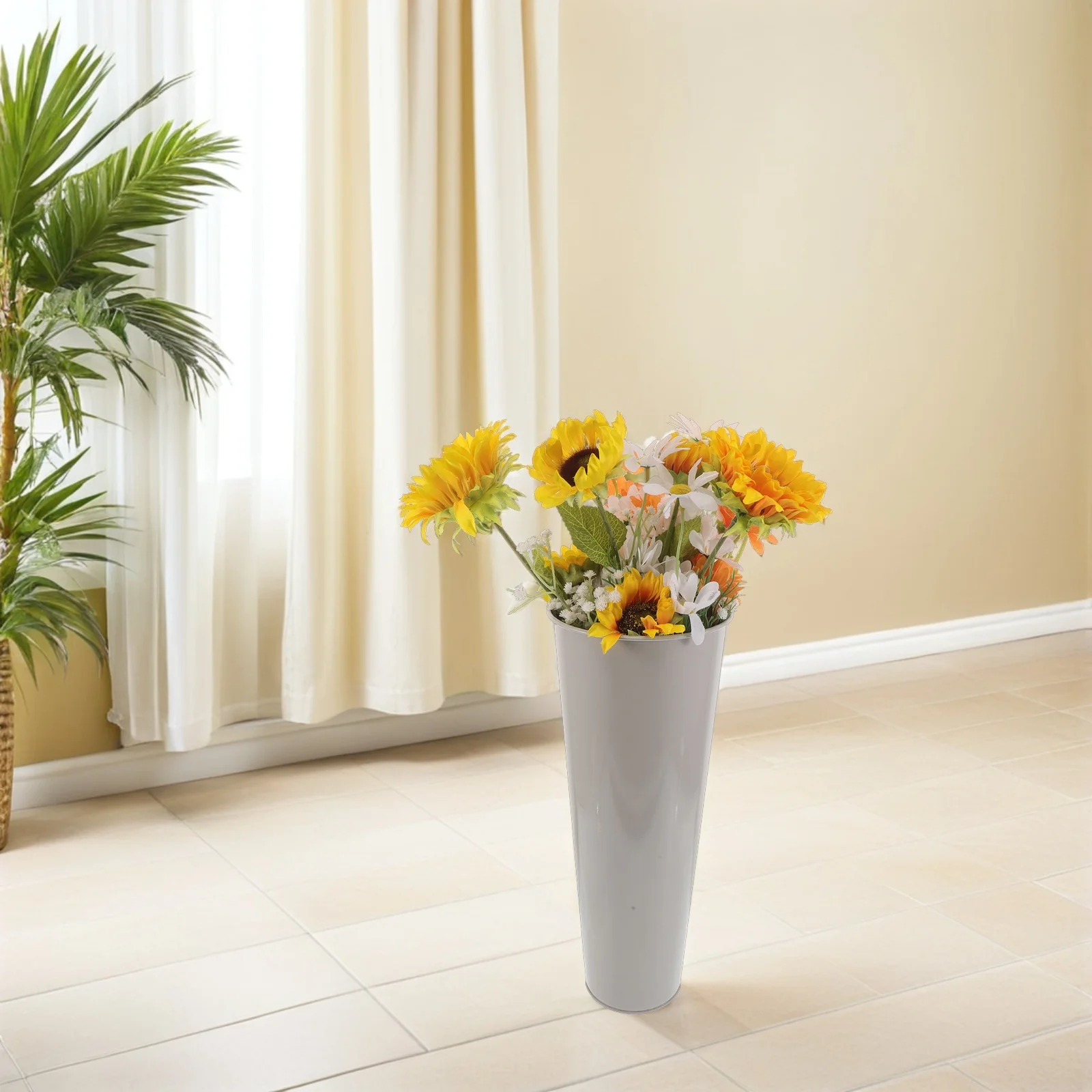 

Iron Flower 40Cm Tall Wrought Iron Decorative Vase For Coffee Table Bookshelf Vintage Metal Centerpiece Small Metal Vase