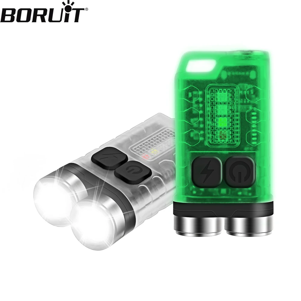 

BORUiT V3 EDC Keychain Portable Flashlight 900LM Work Light Type-C Rechargeable Mini Torch with Magnet UV Camping Pocket Lantern