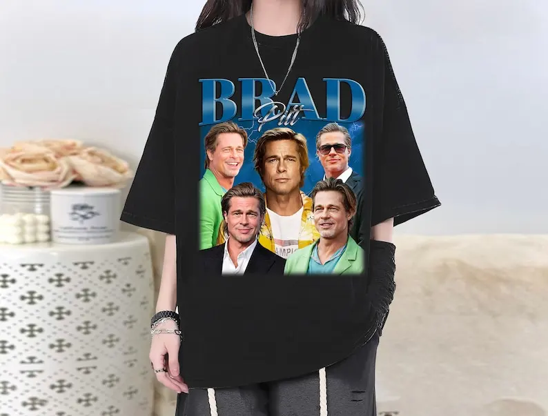 Vintage Brad Pitt T-Shirt Actor Brad Pitt Merch, Super Star Shirt, Character Tee Shirt