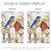 NGZ Bluebird Fence Blossoms Garden Flag 28X40 Inch Linen for Spring llz