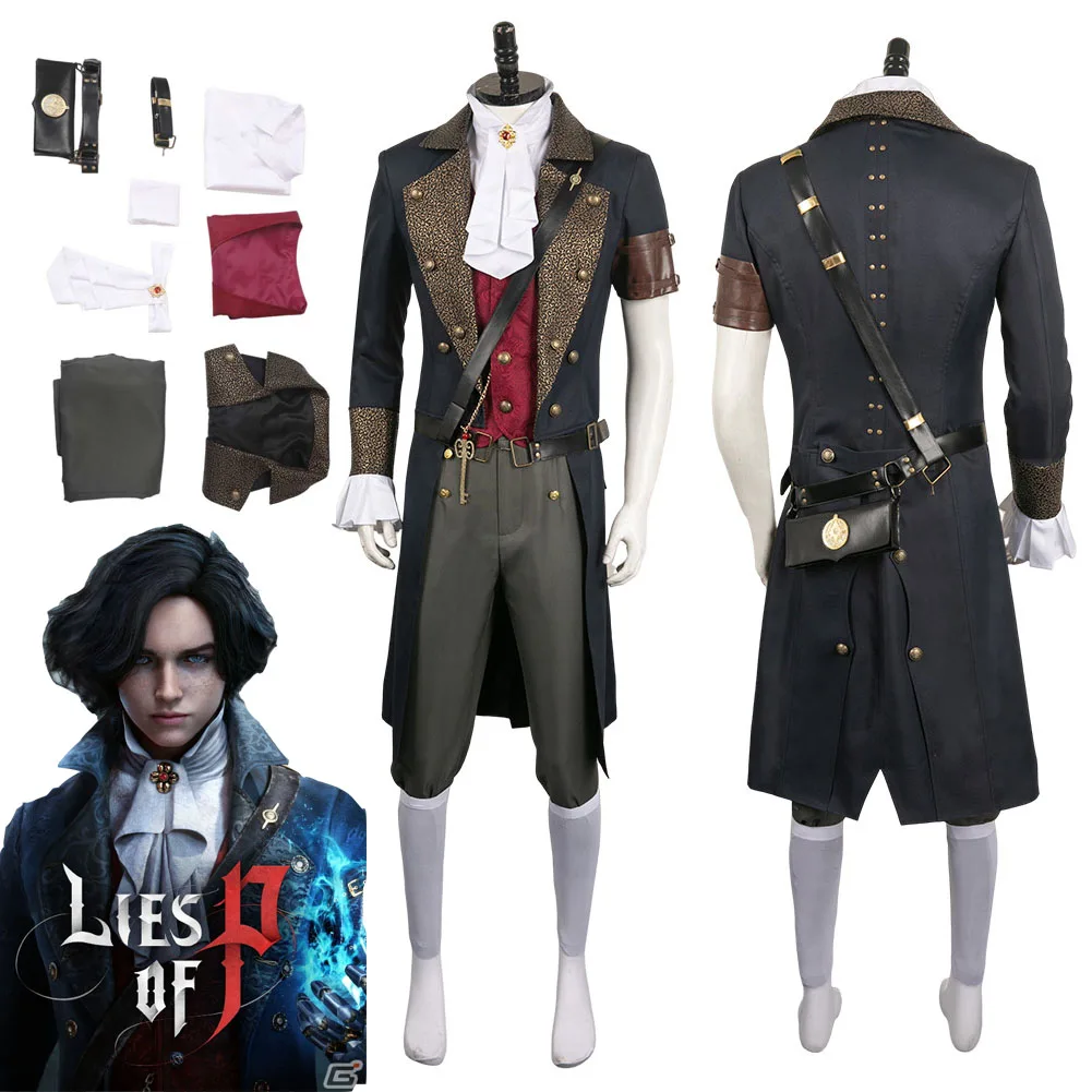 

Game Lies Of P Cosplay Fantasia Costume Male Disguise Adult Men Uniform Jacket Pants Role Play Outfit Halloween Carnival Suit