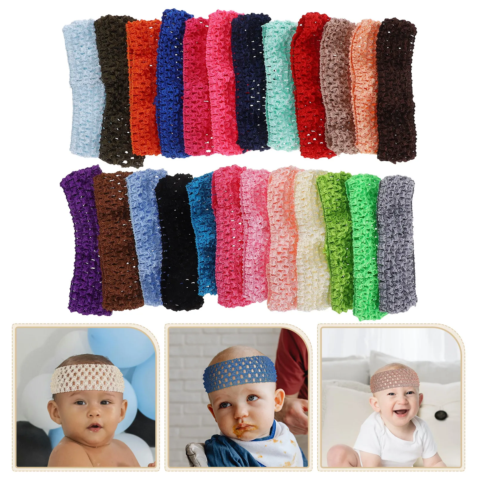 24Pcs Elastic Headb…