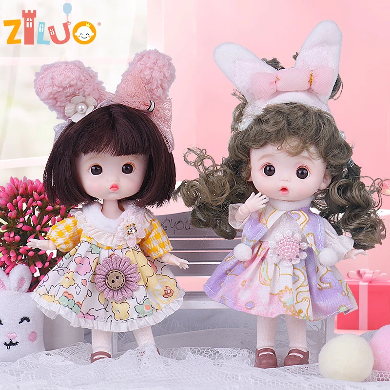 OB11 Bjd Dolls for Girls 12cm Princess Dress Up Cute Doll Juguetes Munecas Para Ninas Children's Dolls Toys Kids Birthday Gifts