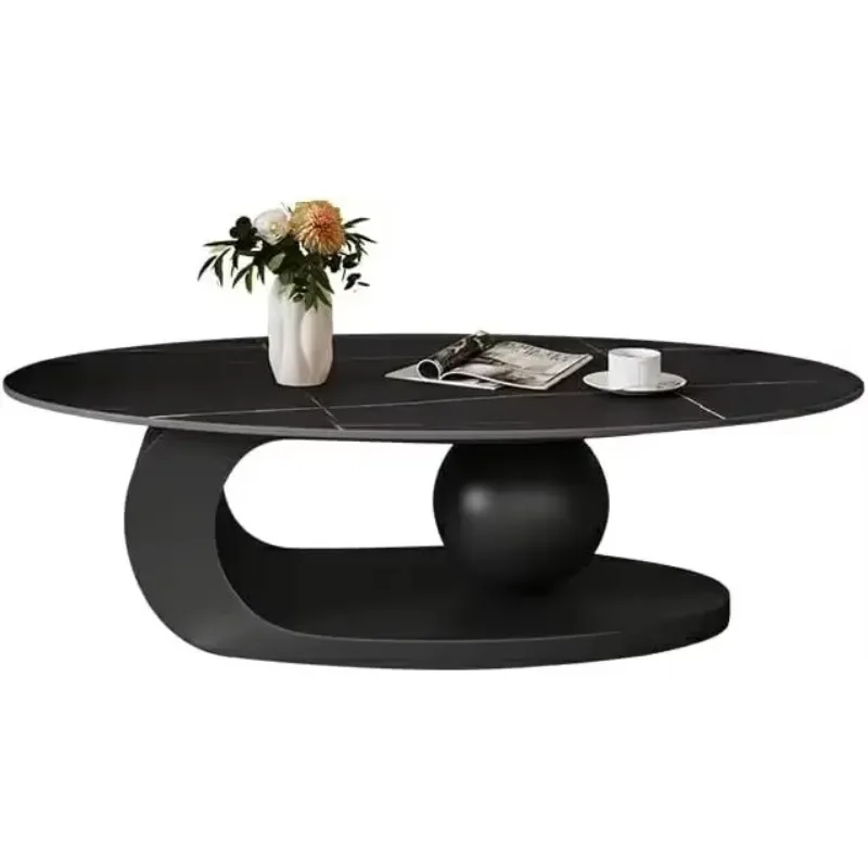 [Nuovo arrivo, stock limitato! ]Tavolino da caffè moderno in pietra con tavolo da soggiorno con base in metallo astratto