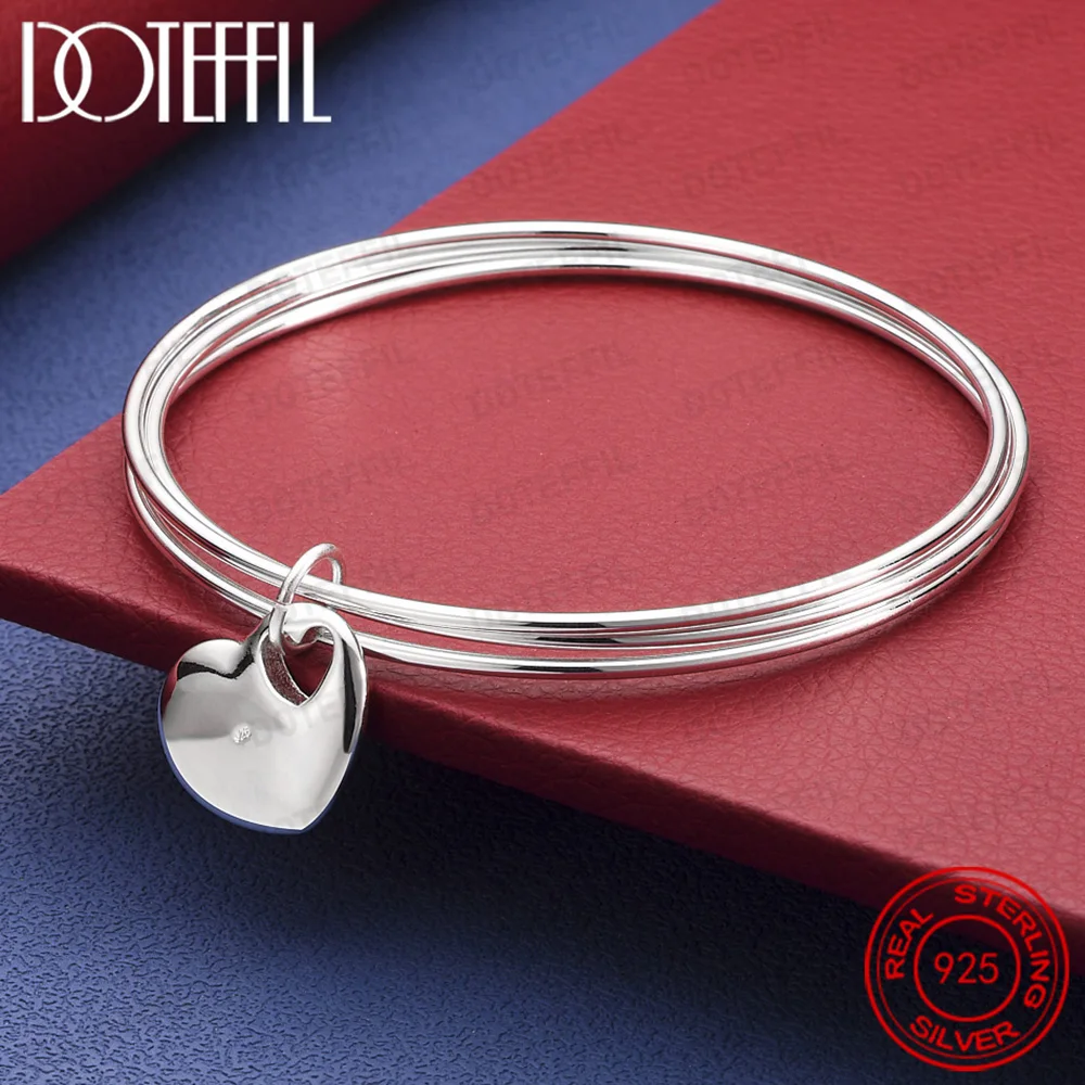 

Браслет из стерлингового серебра 925 пробы с сердечком, три круга для женщин, свадьба, помолвка, модные очаровательные вечерние украшения