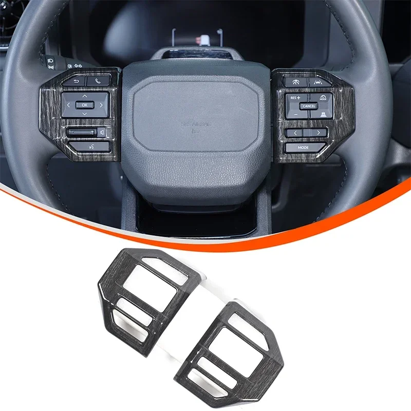 ABS Carbon Fiber For Toyota Land Cruiser Prado 250 LC250 2024-2025+Car Steering Wheel Key Frame Sticker Car Interior Accessories