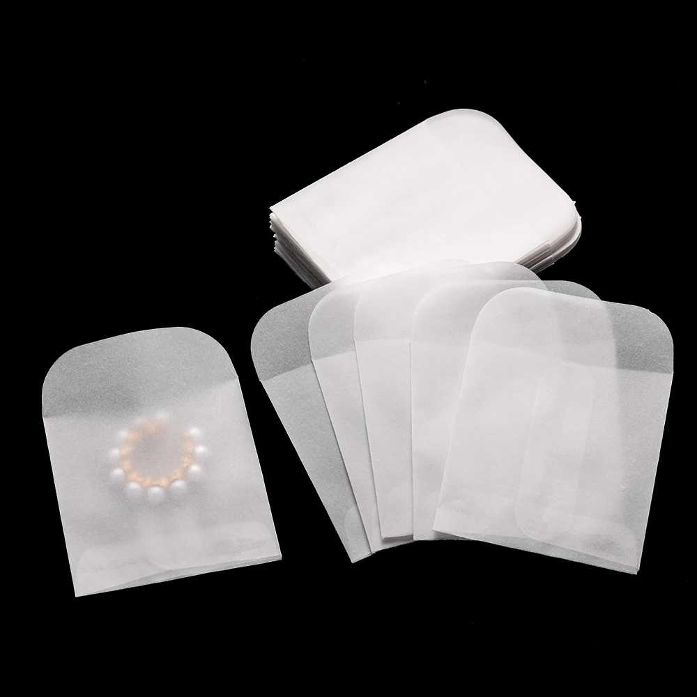 50Pcs/Lot Mini Packing Envelope Bags Translucent Tags Small Pouches For Jewelry Necklace Gift Packaging Storage Wholesale