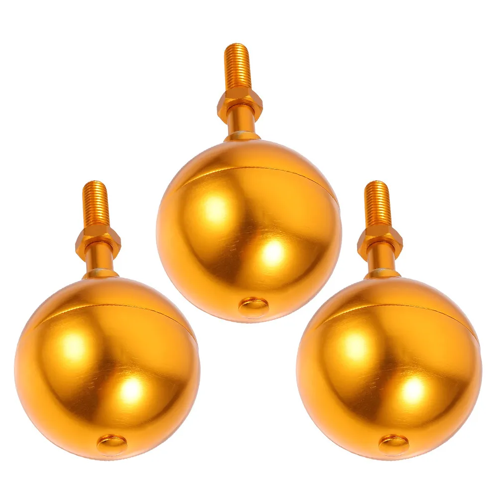 3Pcs Flagpole Ball Topper Outdoor Flag Pole Finial Golden Aluminum Alloy Replacement Usa Flag Truck Solar Light Accessory