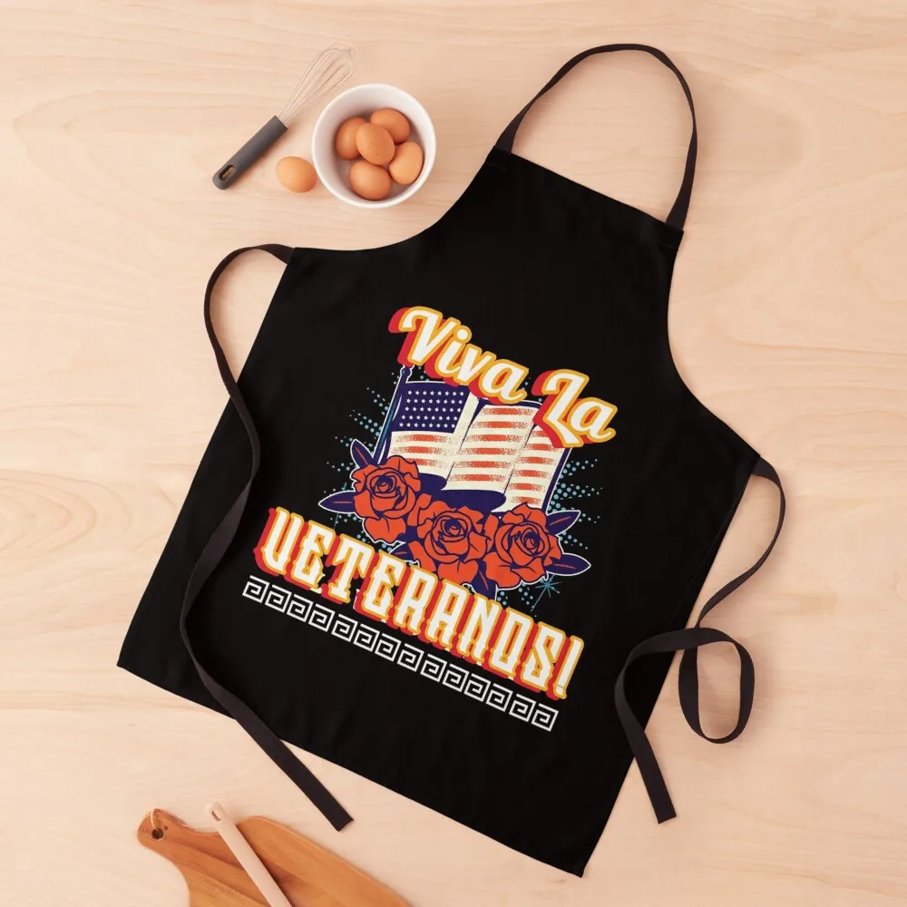 

Viva La Veteranos Mexican American Veterans Apron Smock for hairdressing Kitchen Chef waiter Chef jacket men Apron