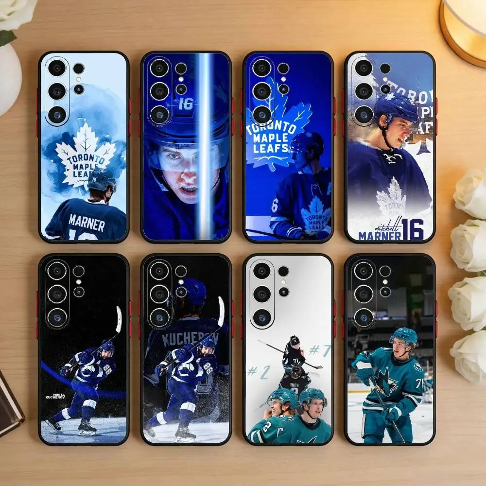 

Hockey Mitch Marner Phone Case For Samsung S26,S25,S24,S23,S22,S30,S21,Ultra,Plus,FE 5G Black Soft Cover