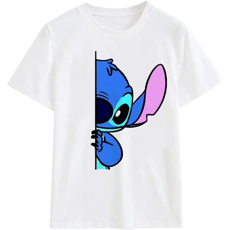 

New 2025 Summer Stitch Cartoon Printed Cotton Women's T-Shirt Breathable Fashion Trend Harajuku Korean Loose Top Pajamas