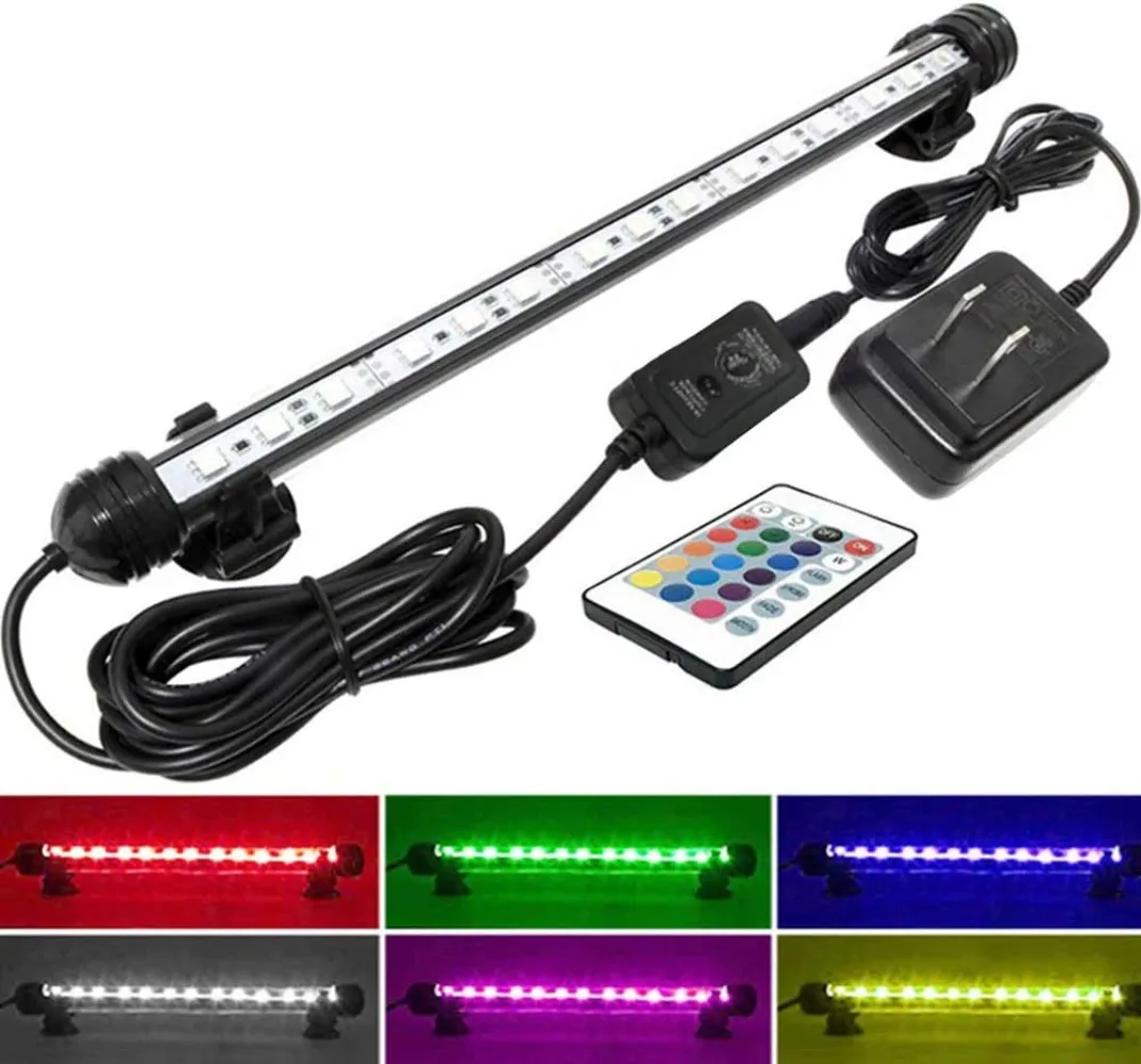 

LED Aquarium Light,Colorful Fish Tank Lights,16 Color Changing,4 Modes,RGB Remote Control IP68 Submersible LED Aquarium Lamp