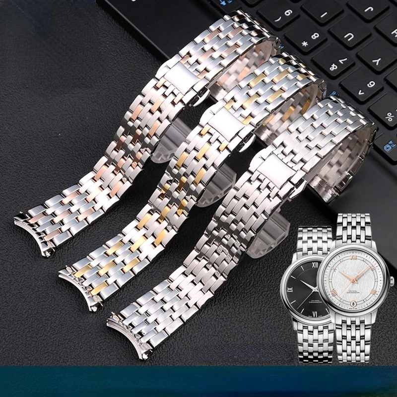 Solid Stainless Steel Watchband 20mm For OMEGA DEVILLE Watch Strap Deployment Clasp Curved End Wrist Watches Bracelet