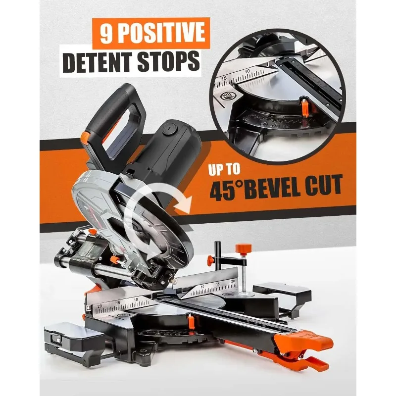Double Speed brand Authentic.Sliding Compound Miter Saw with 3 Blades, 15A 10",