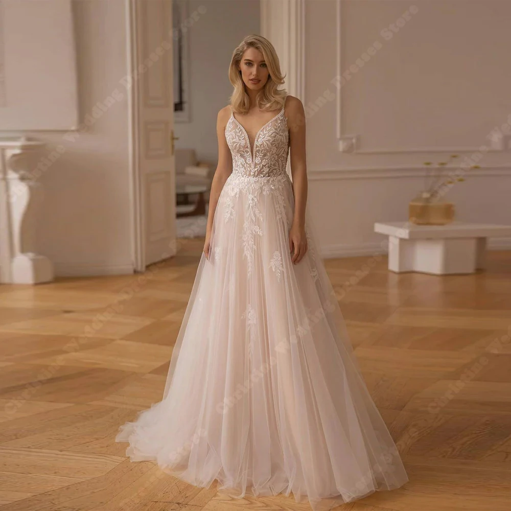 A-Linie Brautkleider mit herzförmigem Kragen für Frauen, exquisite ärmellose Tüll-Brautkleider, Verlobungsbankett-Roben, individuell gestaltet