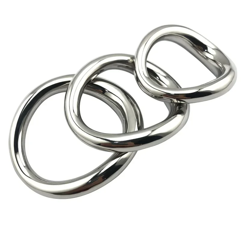 Stainless Steel Curved Lock Ring Metal Scrotum Stretcher Heavy Penis Bondage Cock Ring Male Delay Ejaculation Sex Toy for Men