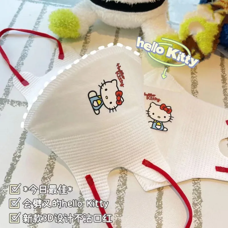 Hello Kitty Sanrio Kawaii Cute Cartoon trójwymiarowa maska dla kobiet dorośli drukowane dzieci pyłoszczelne niezależne opakowanie