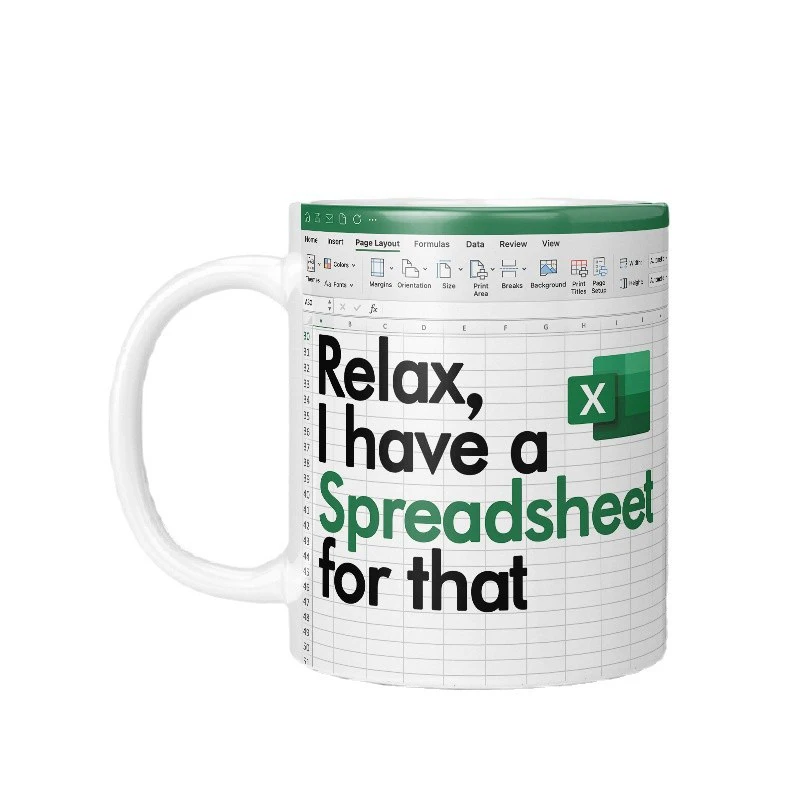 

Ceramics Cup with Excel Pattern, Creative Tea Cup, Portable Water Cup, Milk Juice, Office, House, Fun Gift, New