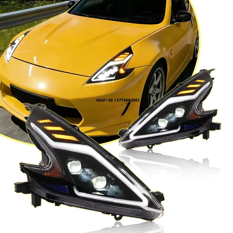 2 Pieces for 370z Car Accessories Front Lights 2009 2021 Head Lamp Upgrade LED Plug and Play Durable Headlight Assembly