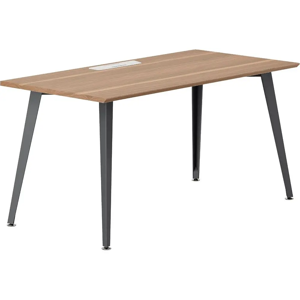

Efficient Cable Management Desk - Compact Walnut Workstation for Home or Office
