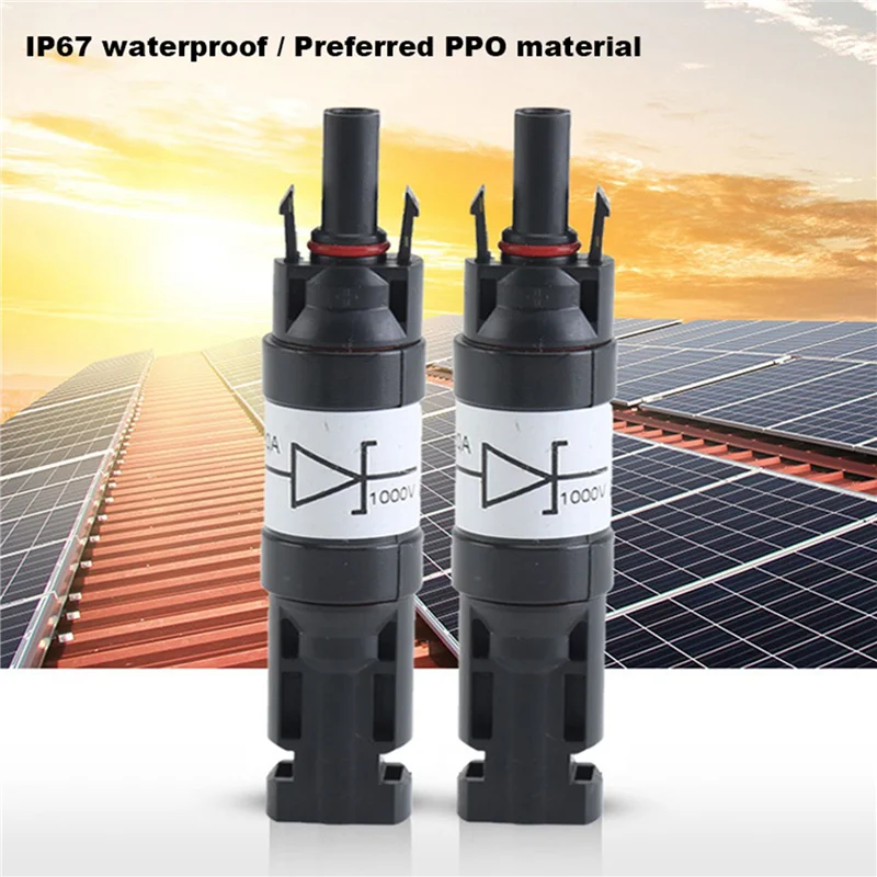 20 قطعة موصل الطاقة الشمسية مع ديود موصل PV مقاوم للماء DC1000V 20A IP67 PPO ذكر موصل سالب التوصيل-[Qahk]