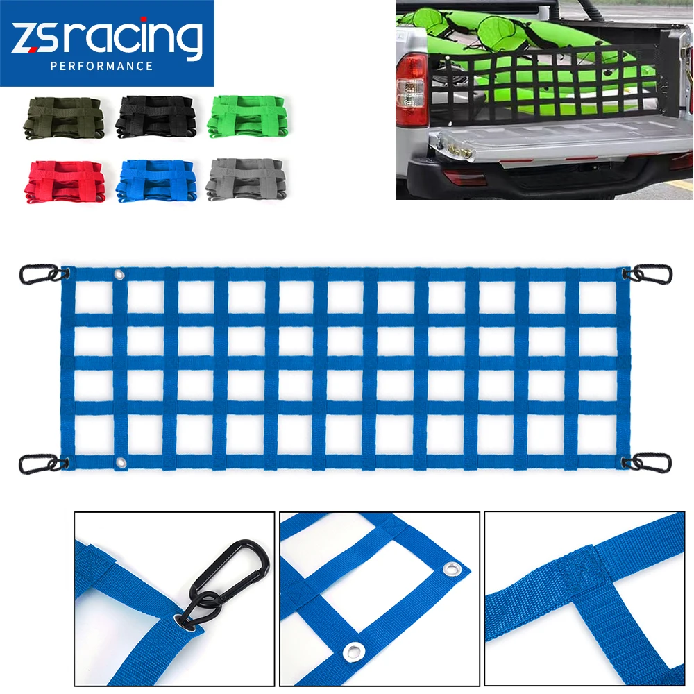 ZS-Car 60''x18'' Trunk Organizer Net Truck Bed Cargo Mesh Tailgate Net Item storage For Full-Size Trucks For Trailer Boat SUV