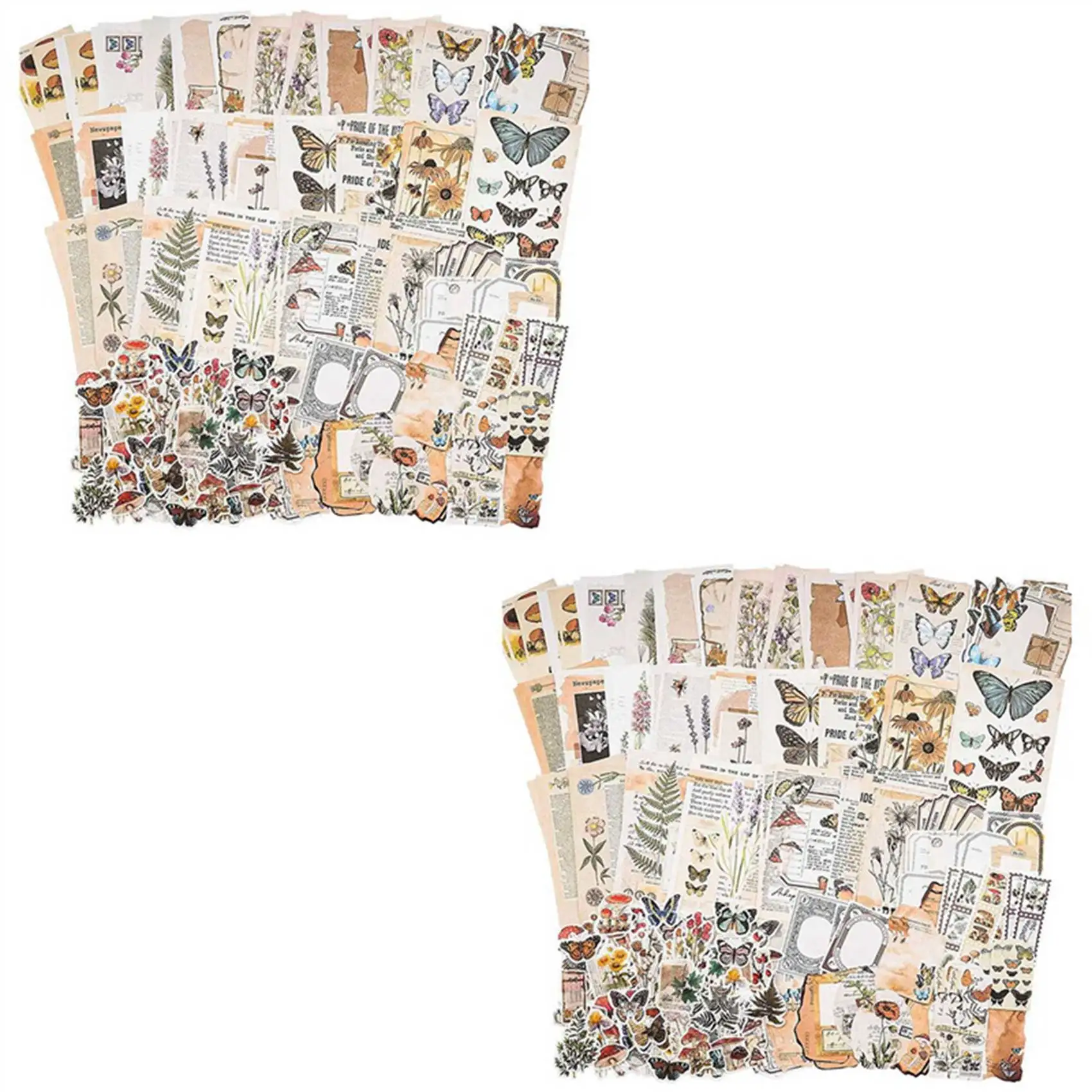 Vintage Scrapbook Supplies Pack (400 Pcs) For Art Journaling Junk Journal Planners DIY Paper Stickers (B)