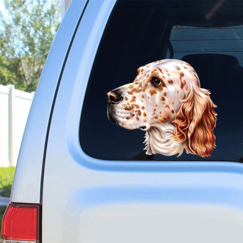 DK186#14x12cm English Setter Dog Car Stickers Scratch Covering Self-Adhesive Waterproof Decal Motorcycle Decorative Accessories