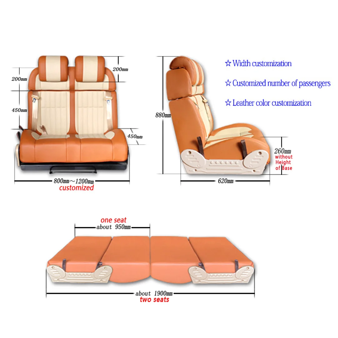 Customize Custom Foldable Leather/Fabric RV Bed Seat With 3-Point Safety Belt For Vito-Waterproof Luxury Caravan Conversion