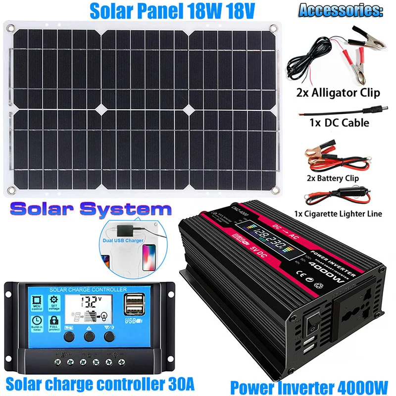 Solar System Combination Inverter Solar Panel Smart Charge and Discharge Camping Controller 30A 12V to 220V 110V ﻿