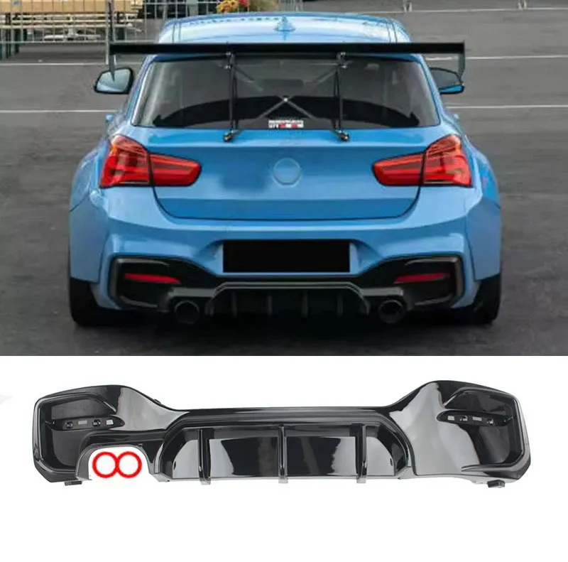 

Rear Bumper Dual Splitters Spoiler Diffuser Lip For BMW 1 Series F20 F21 M Sport 118i 120i 125i M135i M140i 2015-2019