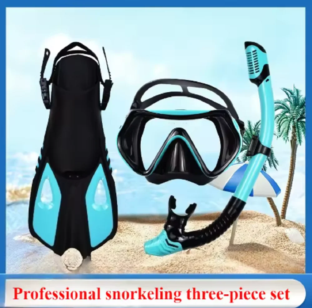 

Outdoor sports diving mask, breathing tube adjustment, flippers, three-piece set, snorkeling three-treasure set, diving goggles