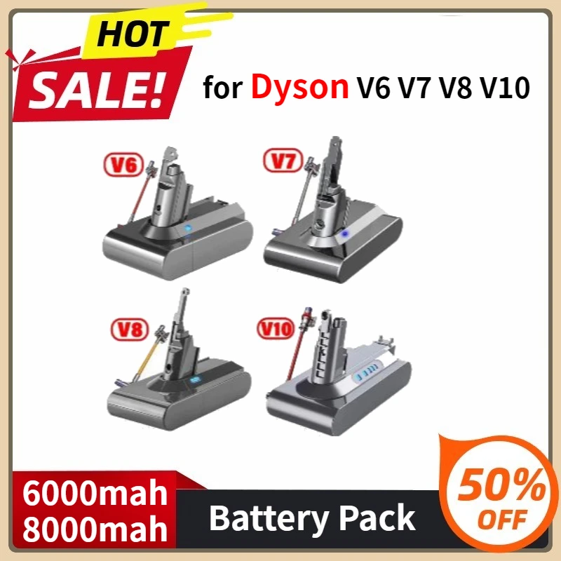 

8000mAh Rechargeable Battery for Dyson V6 V7 V8 V10 SV10 SV11 SV12 SV09 Vacuum Cleaner Battery DC58 Battery for Sony Cel