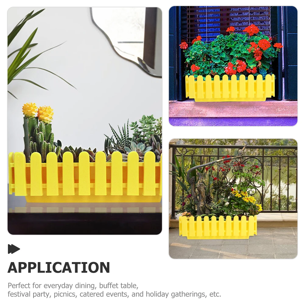 

2 Pcs Yellow Rectangular Fence Planters Durable Plastic Boxes for Outdoor Garden Vegetables Flowers with Drainage Holes Planter