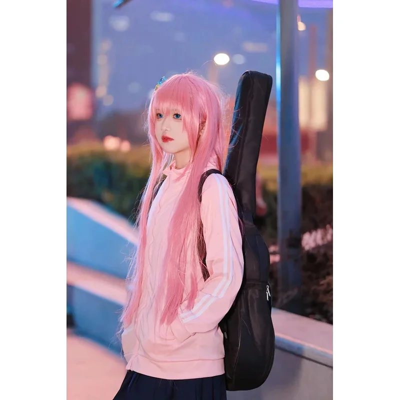 HN8 Hitori Gotoh Costume Anime Bocchi The Rock Cosplay Pink Coat Jacket Skirt Wig JK Uniform For Girls Women Party Carnival 8…Gf