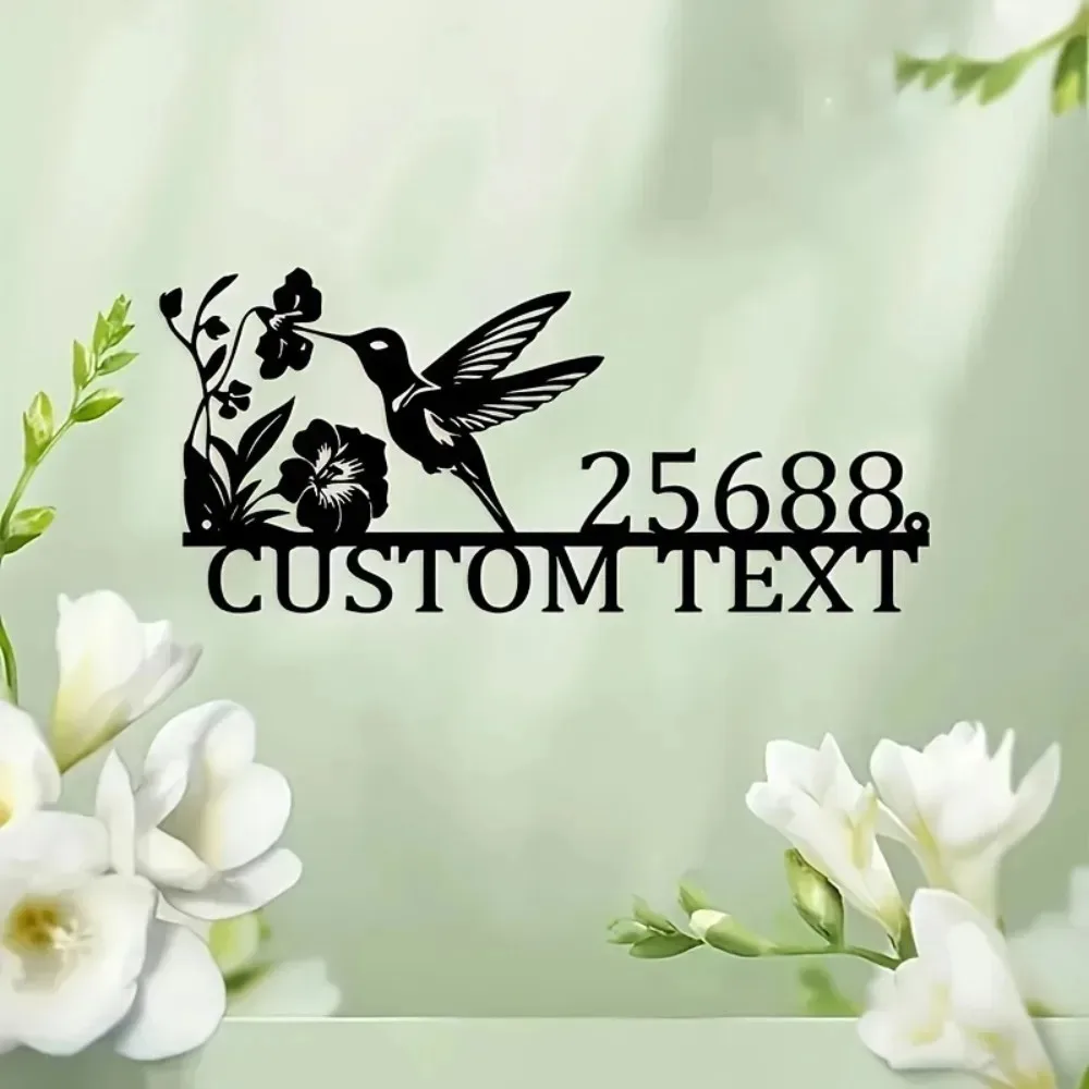 CIFbuy 2D Flat Customizable Hand Forged Metal Bird Number Plaque Indoor Outdoor Decor