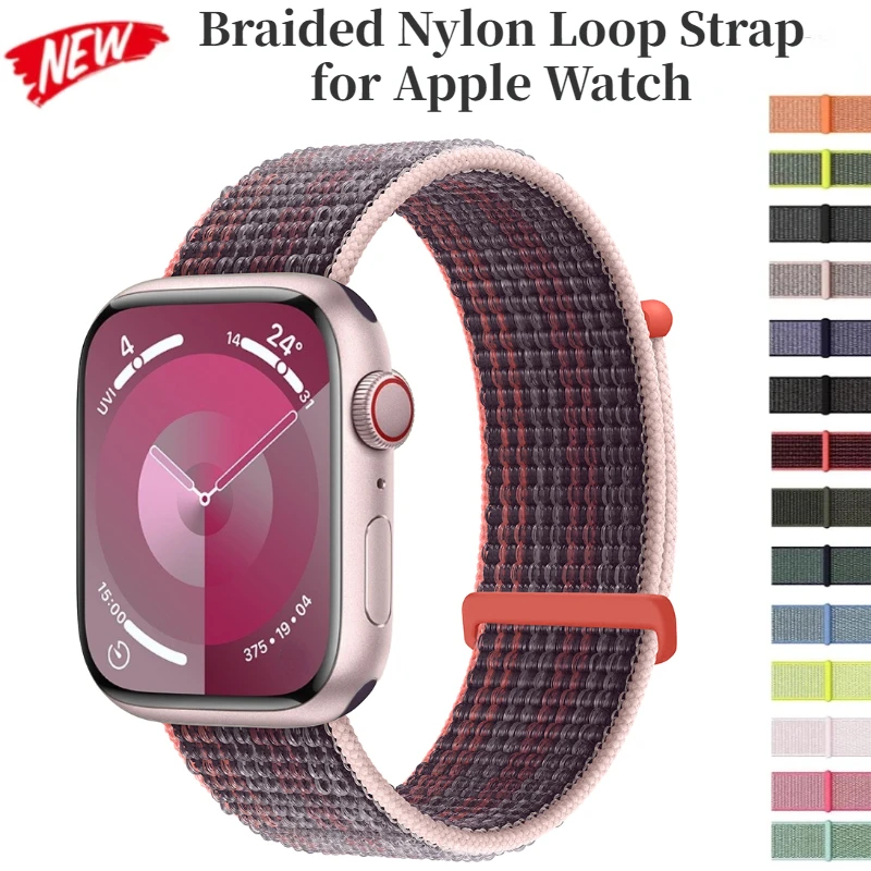 Braided Nylon Loop Strap for Apple Watch Ultra 2 10 9 8 7 49mm 46mm 45mm 41mm Comfortable Bracelet IWatch 6 5 4 3 SE 44mm 40mm