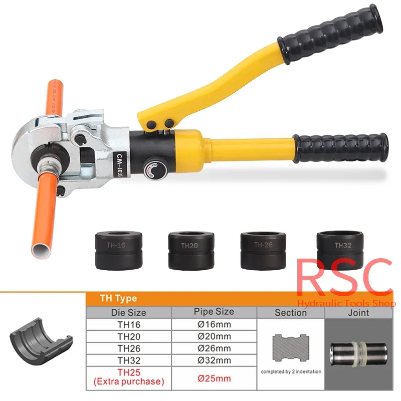 Hydraulic Pex Pipe Aluminum Plastic Pipe Tube Crimping Tool CW-1632 Floor Heating Pipe Plumbing Pipe Pressure Pipe Clamp 10T