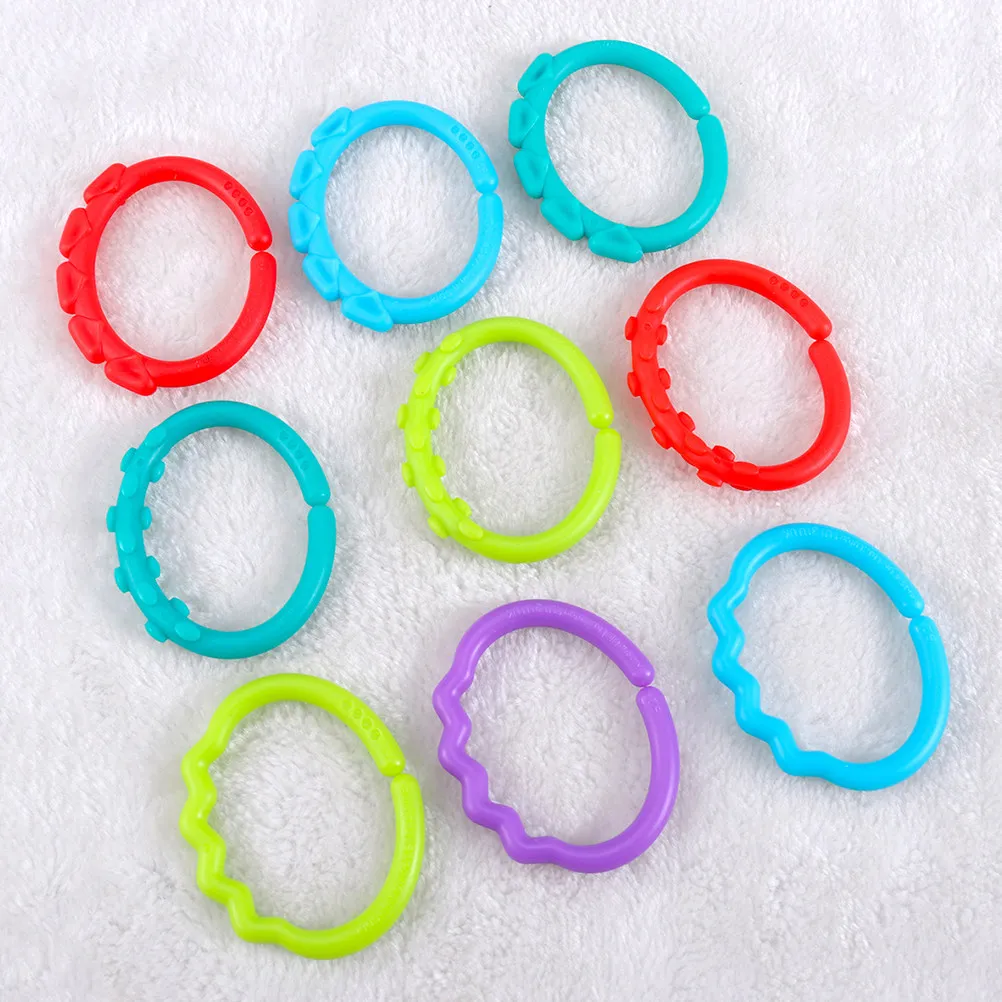 Anneaux de dentition pour bébé, 48 pièces, liens faciles à saisir, colorés, pour voiture, poussette, voyage, jouets pour bébé