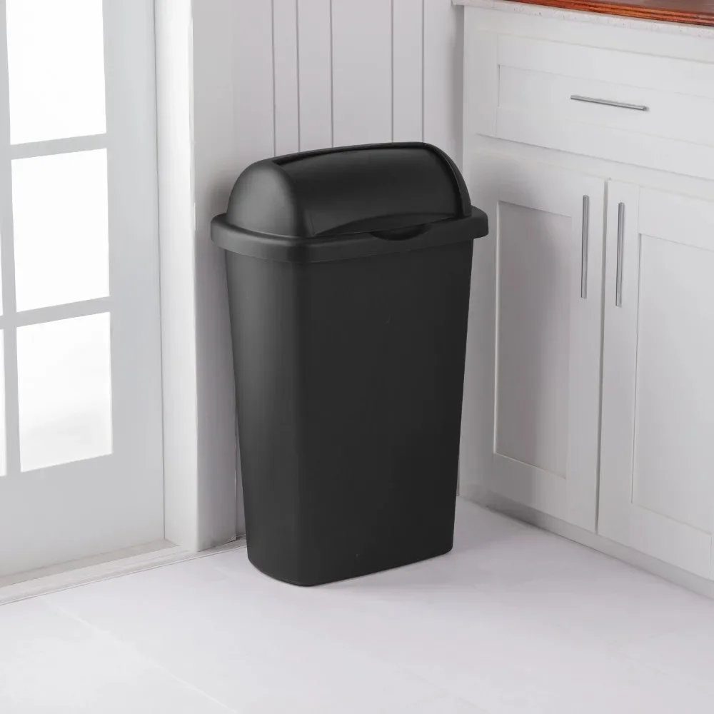 13Gal. Rolltop-Papierkorb, Kunststoff, Küche, Schwarz