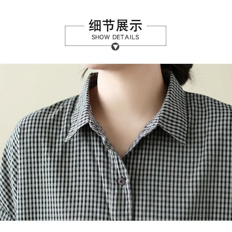 Chemise ample à carreaux pour femmes, vêtements d'extérieur d'automne, revers décontracté, manches longues, boutons, Cardigan, haut polyvalent