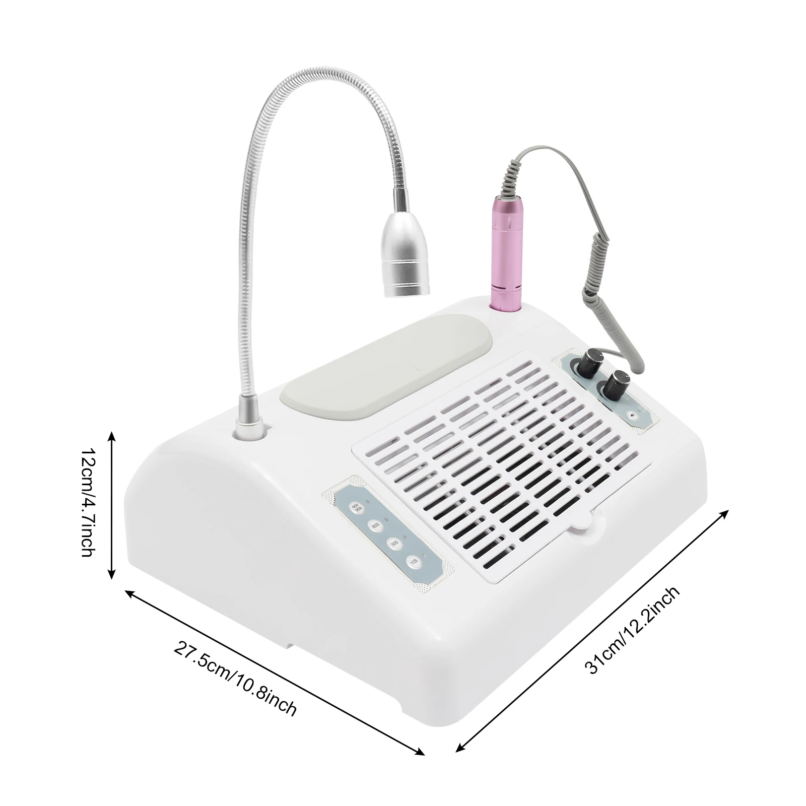 Máquina elétrica 5 em 1 para unhas, 3000 rpm, duas ventiladores integrados de 40 W, combina brocas para unhas com almofada antiderrapante para roteamento de gravação