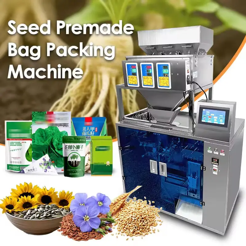 2026 Newest Automatic VFFS Packaging Machine 1-999g Triple Weighing Head Granule Filling Machine for Seeds Grains and Nuts