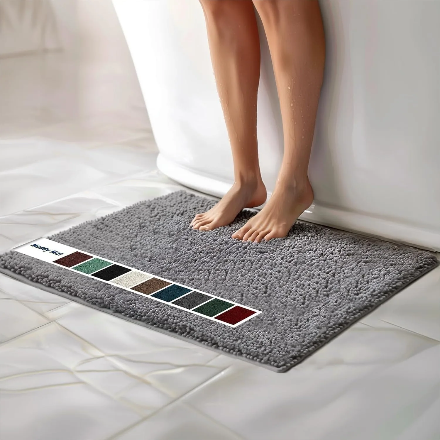 

Quick Dry Chenille Bathroom Rugs Non Slip Washable Extra Thick Absorbent Microfiber Mats for Bathroom Kitchen Shower Floor 24x36