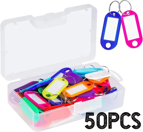 50/30/10Pcs Plastic Keychain Key Tags Id Label Name Tags With Split Ring For Baggage Key Chains Key Rings