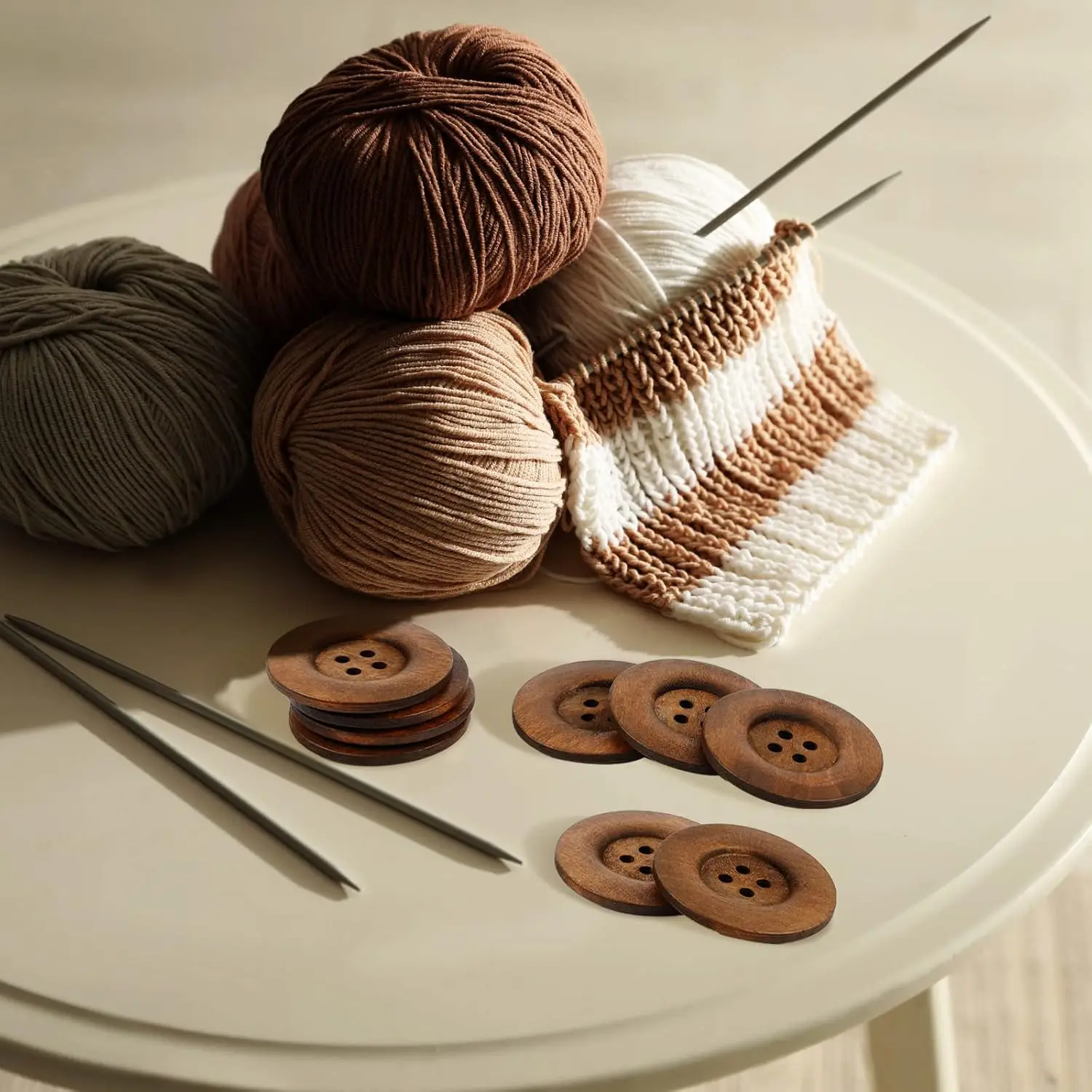 10 Pcs Large Size Wood Buttons 2.36 Inch Round Sewing Button 4 Holes Large Buttons for Crafts Sewing  DIY Clothing Bag Decor