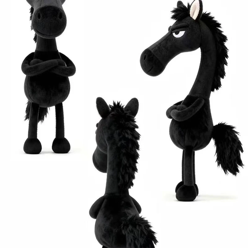 2026 Año del caballo mascota caballo colgante creativo dibujos animados caballo negro llavero de felpa colgante bolsa ornamento regalos de Año Nuevo