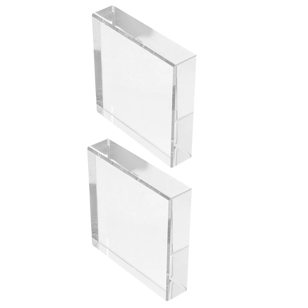 2 قطعة ثقالة الورق المربعة من الزجاج الشفاف أنيقة للديكور المكتبي والحرف المنزلية وملحقات قماش الخياطة #3