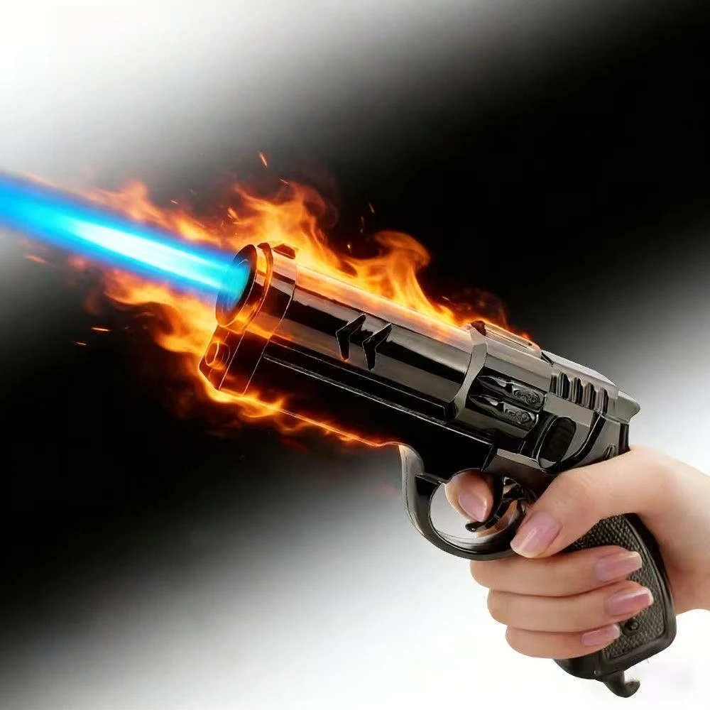 Outdoor Metal Large Flame Spray Gun Lighter Windproof Spray High-temperature Flame Turbine Cigar Camping Barbecue Lighter